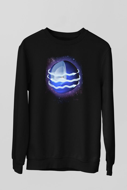 Neptün Siyah Unisex Sweatshirt