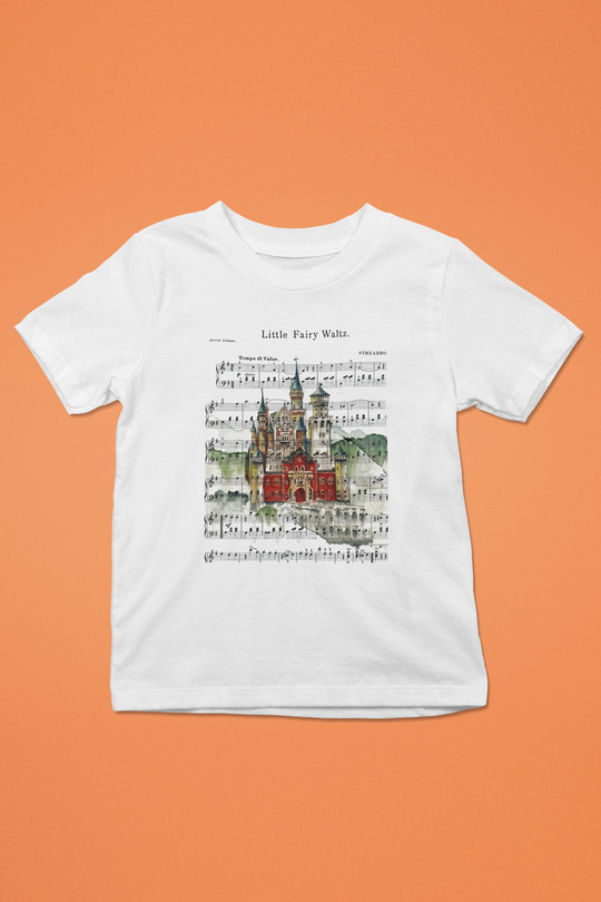 Neuschwanstein Şatosu Baskılı Beyaz Unisex Çocuk Tişört