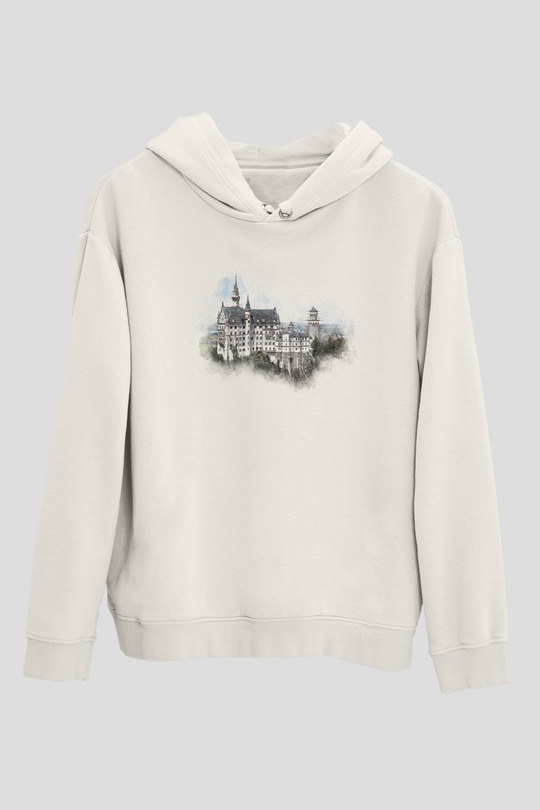 Neuschwanstein Şatosu Beyaz Unisex Hoodie
