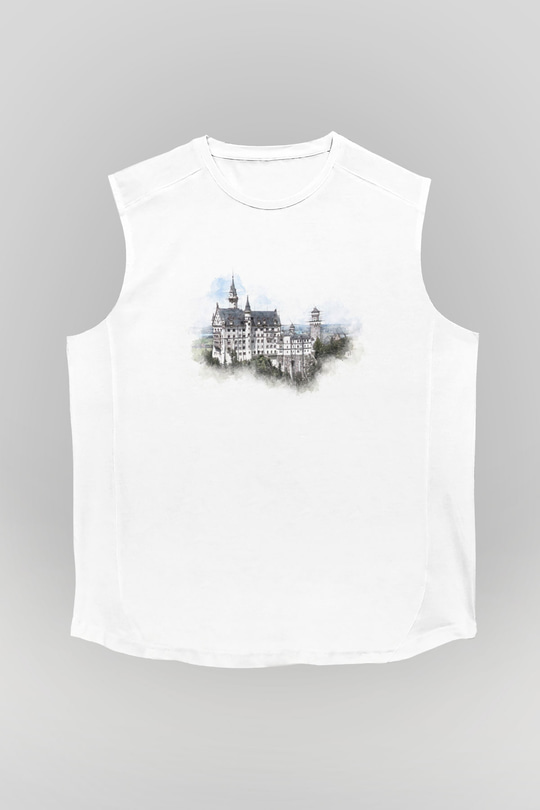 Neuschwanstein Şatosu Beyaz Unisex Kolsuz Tişört
