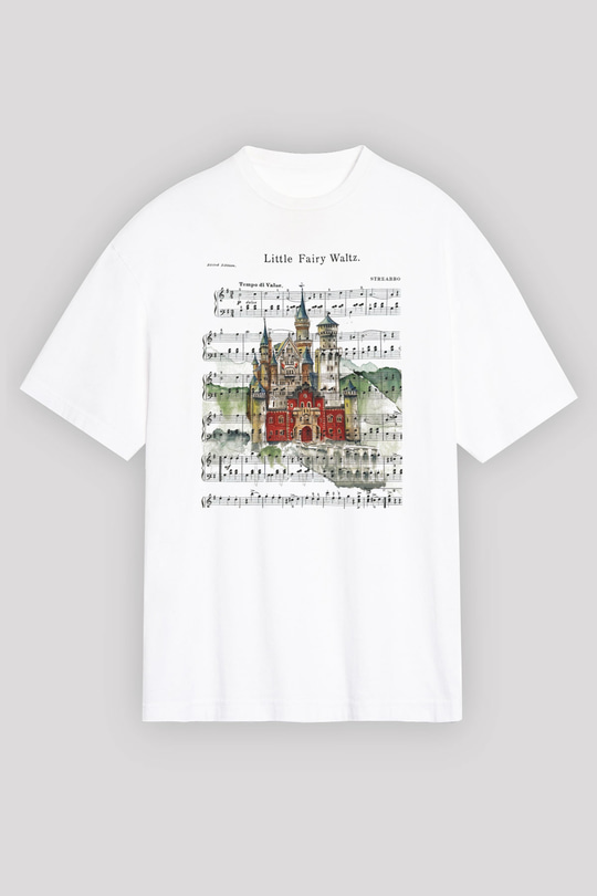 Neuschwanstein Şatosu Beyaz Unisex Oversize Tişört T-Shirt