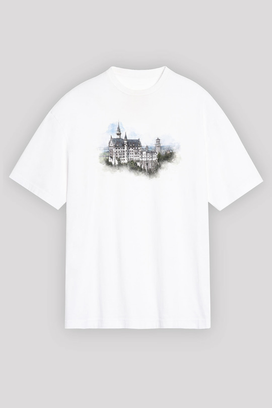 Neuschwanstein Şatosu Beyaz Unisex Tişört T-Shirt - TişörtFabrikası