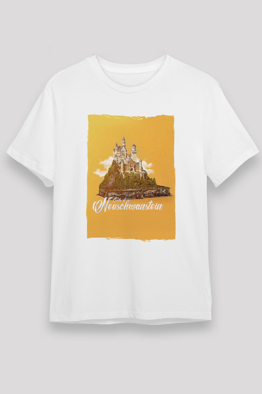 Neuschwanstein Şatosu Beyaz Unisex Tişört T-Shirt - TişörtFabrikası
