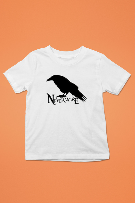 Nevermore Baskılı Beyaz Unisex Beyaz Çocuk Tişört - Tshirt