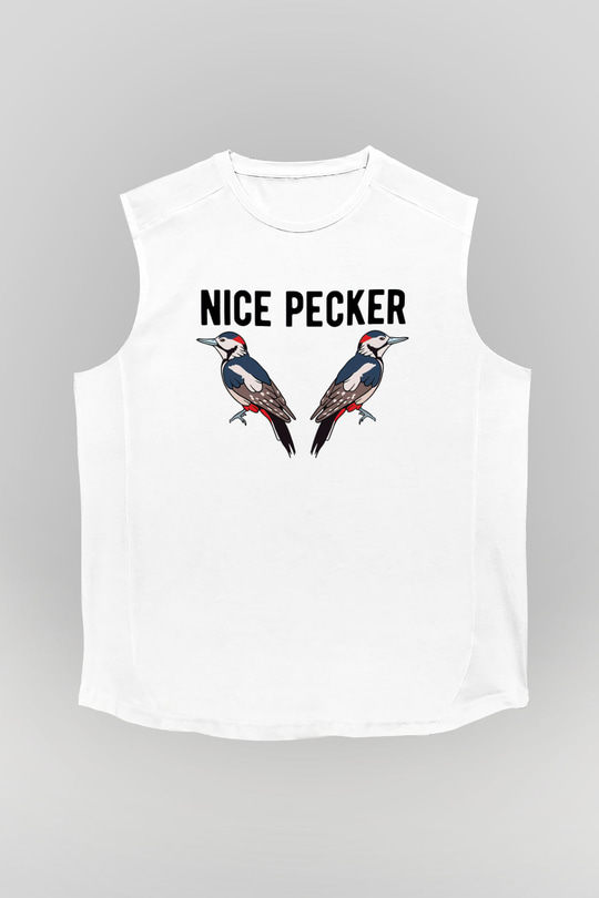 Nice Pecker Baskılı Unisex Beyaz  Kolsuz Tişört