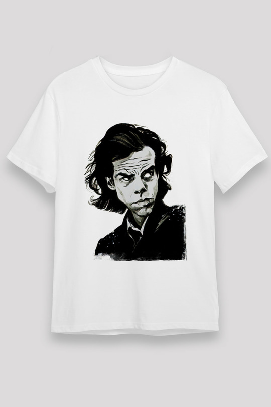 Nick Cave Baskılı Unisex Beyaz Tişört - Tshirt