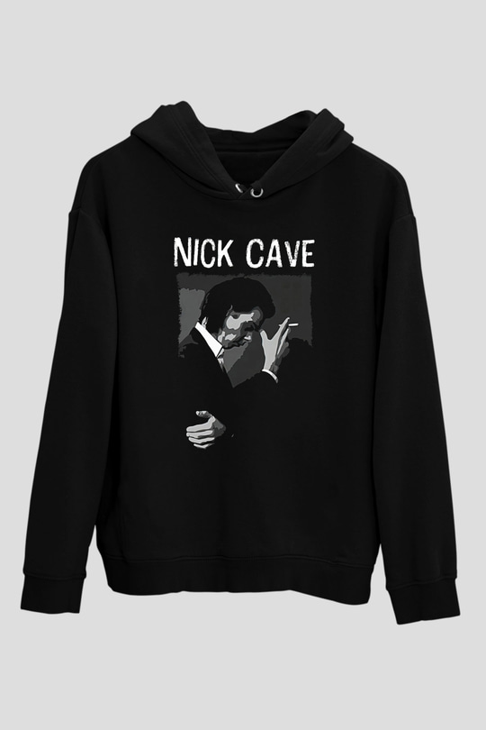 Nick Cave Baskılı Unisex Siyah Kapüşonlu Sweatshirt