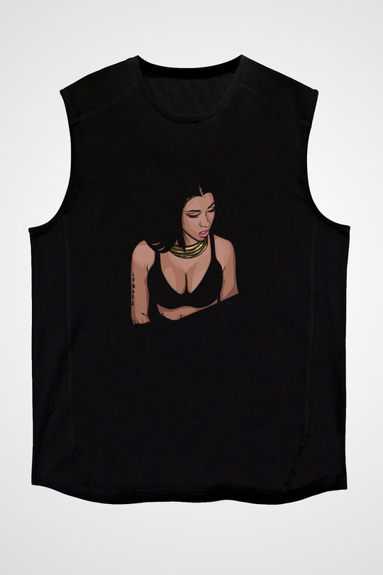 Nicki Minaj Baskılı Unisex Siyah Kolsuz Tişört