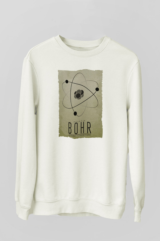 Niehls Bohr Atom Baskılı Unisex Ekru Sweatshirt