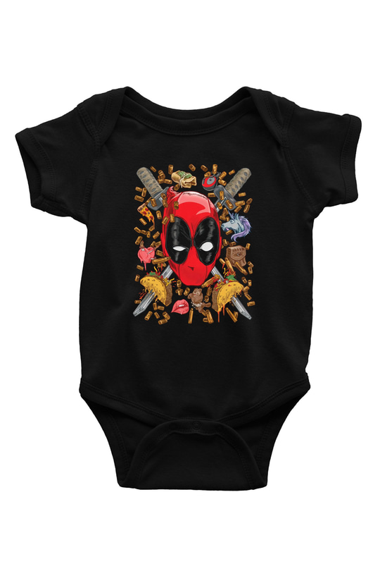 Ninja Deadpool BaskılıSiyah  Bebek Body - Zıbın