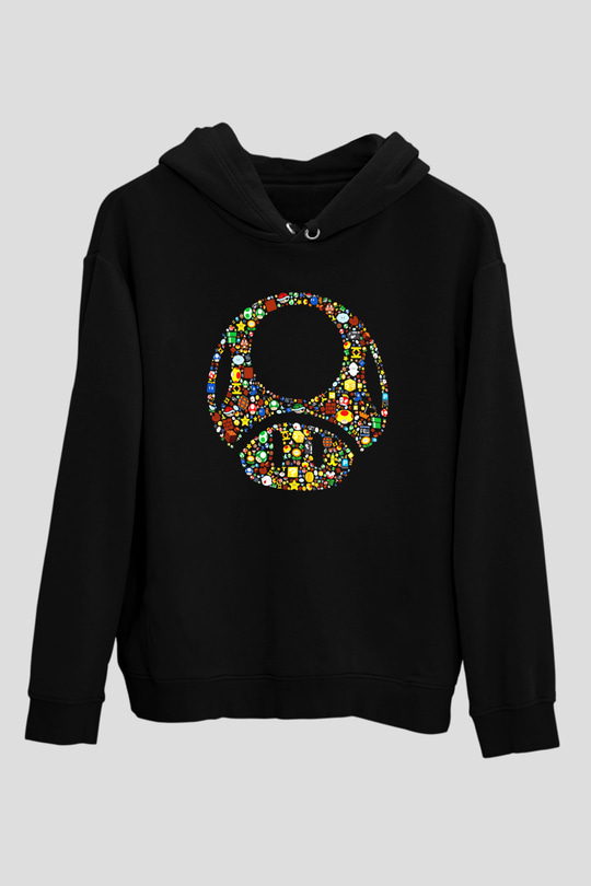 Nintendo Siyah Unisex Kapüşonlu Sweatshirt