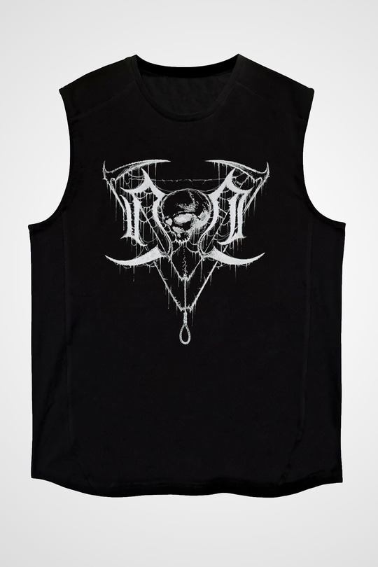 Nocturnal Depression Baskılı Unisex Siyah Kolsuz Tişört - Tshirt