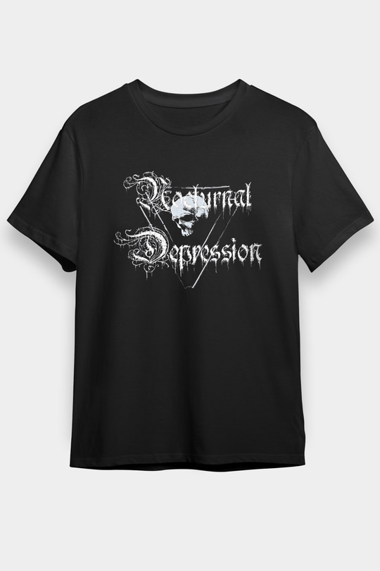 Nocturnal Depression Baskılı Unisex Siyah Tişört - Tshirt