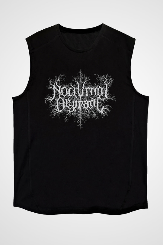 Nocturnal Depression Baskılı Unisex Siyah Kolsuz Tişört - Tshirt