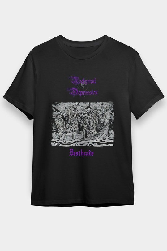 Nocturnal Depression Baskılı Unisex Siyah Tişört - Tshirt