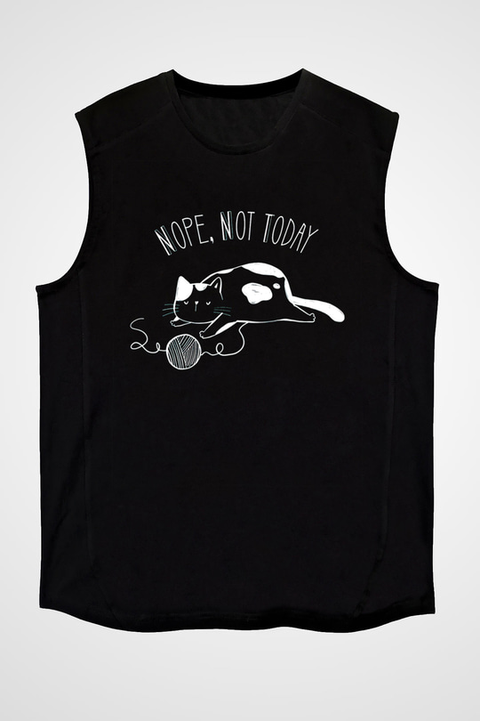 Nope Not Today Baskılı Unisex Siyah  Kolsuz Tişört