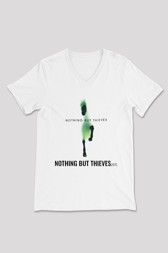 Nothing But Thieves Baskılı Beyaz Unisex V Yaka Tişört - Tshirt