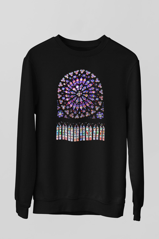 Notre Dame Katedrali Siyah Unisex Sweatshirt