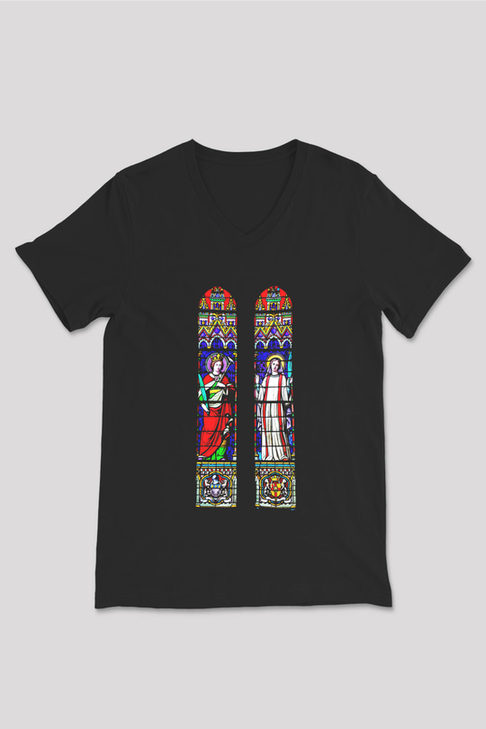 Notre Dame Katedrali Siyah Unisex V Yaka Tişört T-Shirt