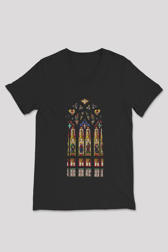 Notre Dame Katedrali Siyah Unisex V Yaka Tişört T-Shirt