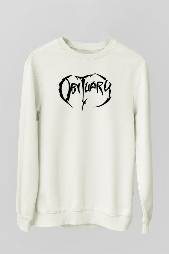 Obituary Beyaz Unisex Sweatshirt