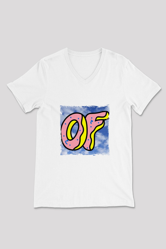 Odd Future Baskılı Beyaz V Yaka Unisex Tişört