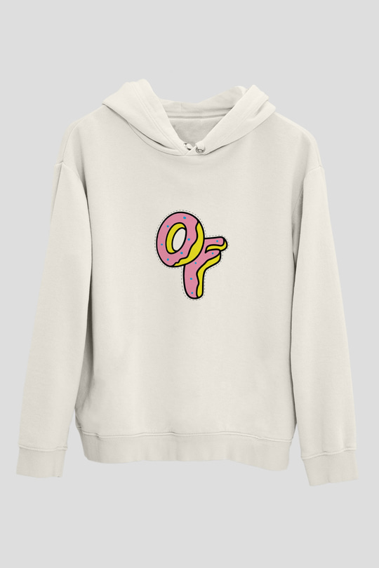 Odd Future Baskılı Unisex Beyaz Kapüşonlu Sweatshirt