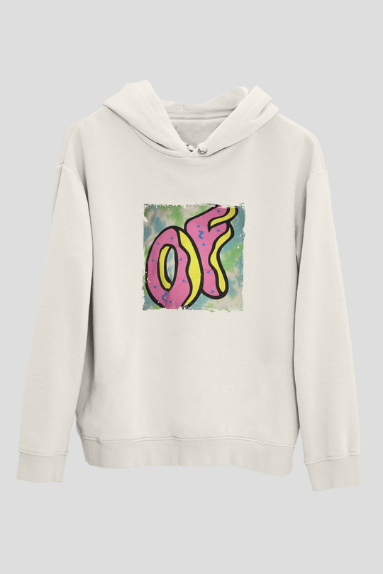 Odd Future Baskılı Unisex Beyaz Kapüşonlu Sweatshirt