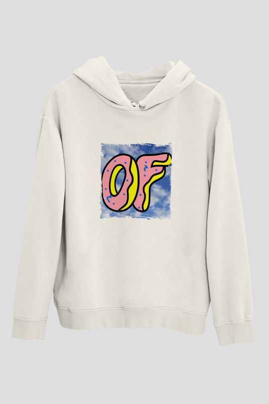 Odd Future Baskılı Unisex Beyaz Kapüşonlu Sweatshirt
