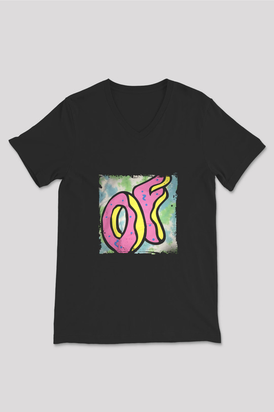 Odd Future Baskılı Unisex Siyah V Yaka Tişört