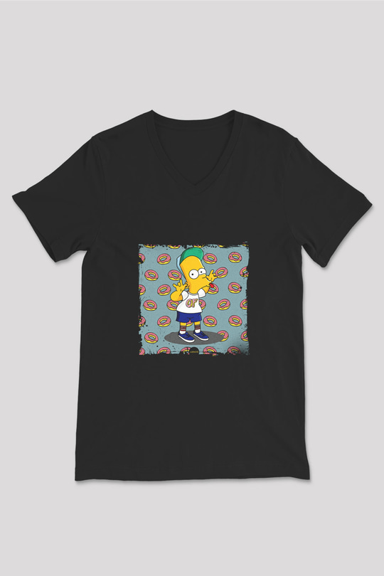 Odd Future Baskılı Unisex Siyah V Yaka Tişört