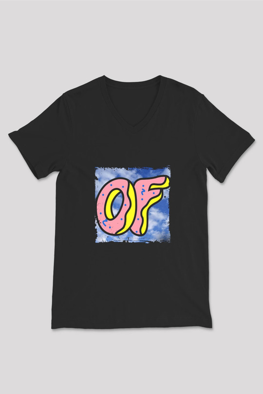 Odd Future Baskılı Unisex Siyah V Yaka Tişört