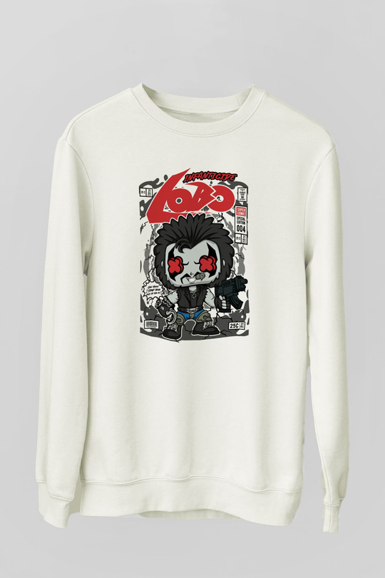 Ödül Avcısı Baskılı Unisex Beyaz Sweatshirt