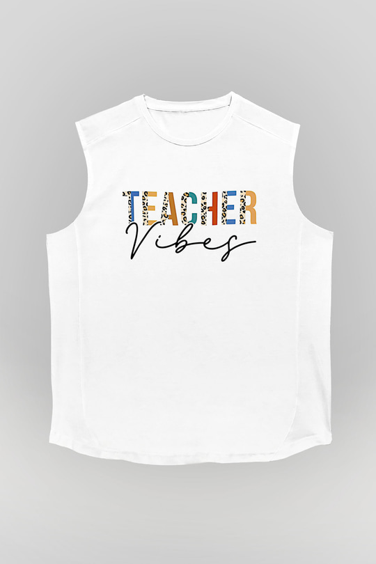 Öğretmenler Günü Baskılı Beyaz Unisex Kolsuz Tişört - Tshirt