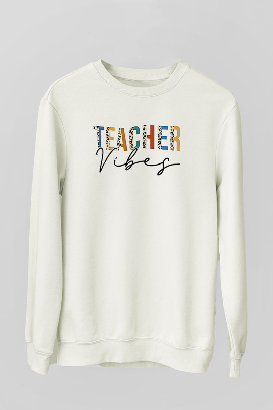 Öğretmenler Günü Baskılı Beyaz Unisex Sweatshirt