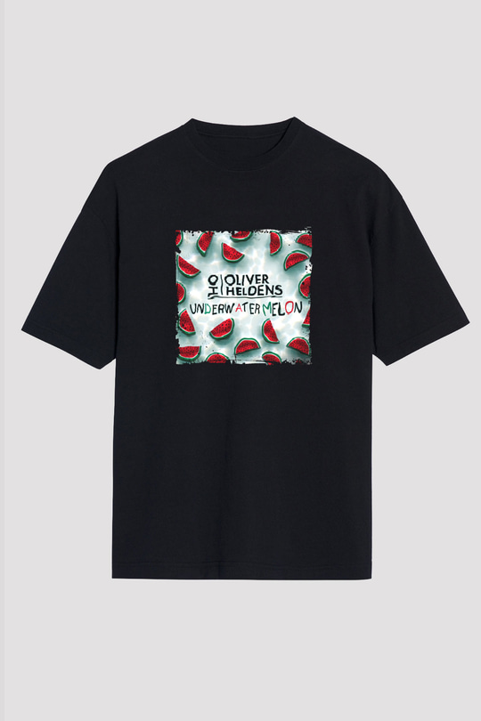 Oliver Heldens Baskılı Unisex Oversize Siyah Tişört