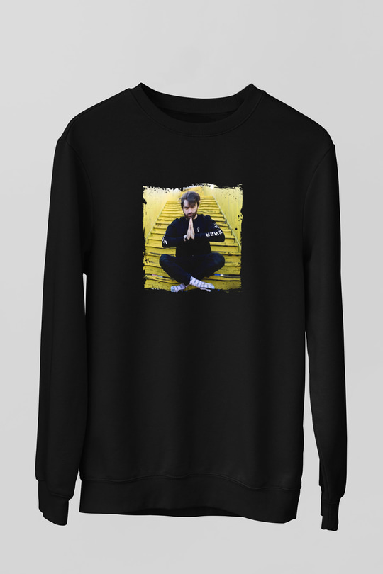 Oliver Heldens Baskılı Unisex Siyah Sweatshirt