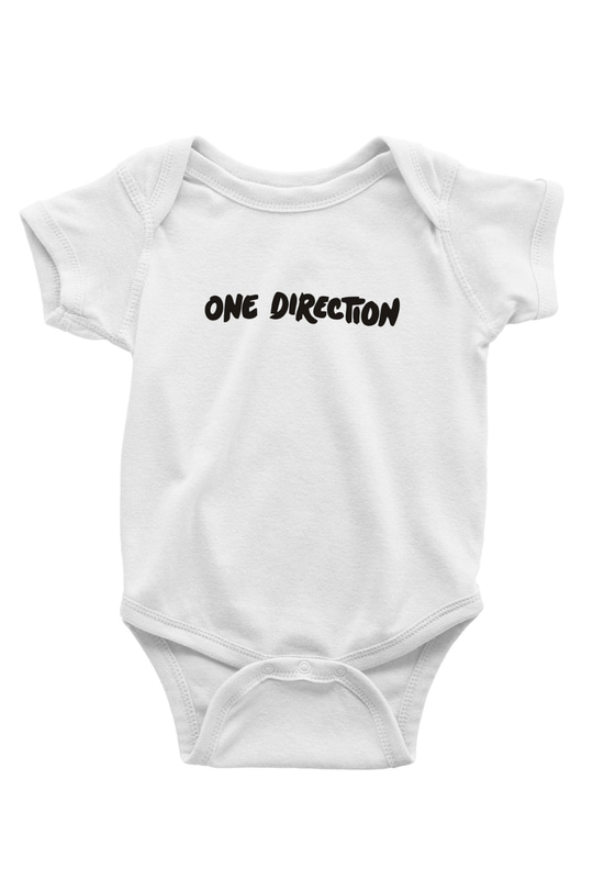 One Direction Baskılı Beyaz Unisex Bebek Body - Zıbın