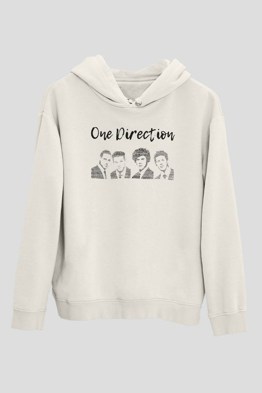 One Direction Beyaz Unisex Kapüşonlu Sweatshirt