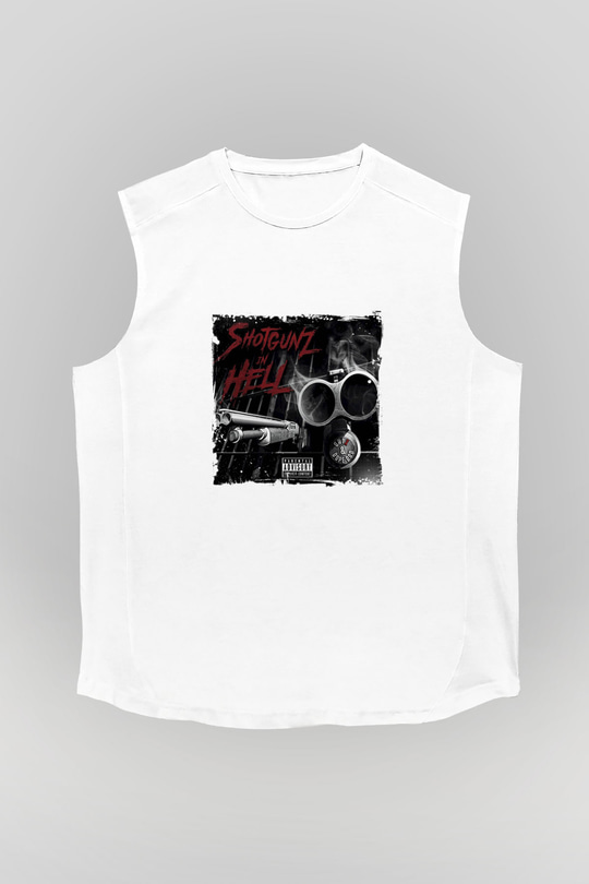 Onyx Baskılı Unisex Beyaz Kolsuz Tişört