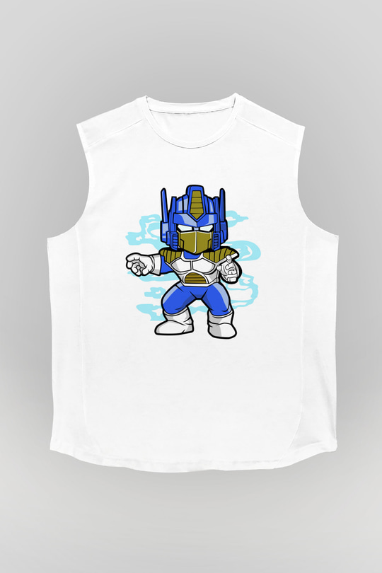 Optimus Vegeta Baskılı Beyaz Unisex Kolsuz Tişört