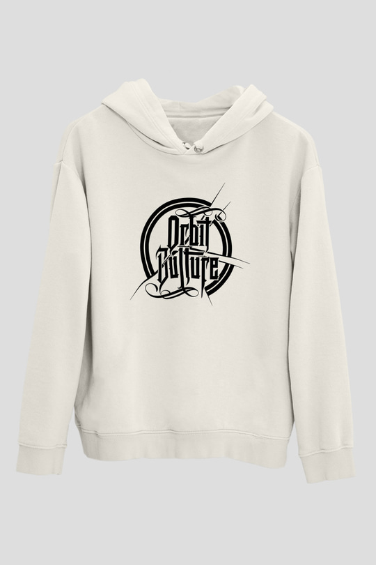 Orbit Culture Baskılı Beyaz Unisex Kapüşonlu Sweatshirt