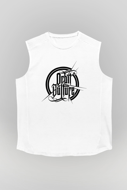 Orbit Culture Baskılı Beyaz Unisex Kolsuz Tişört - Tshirt