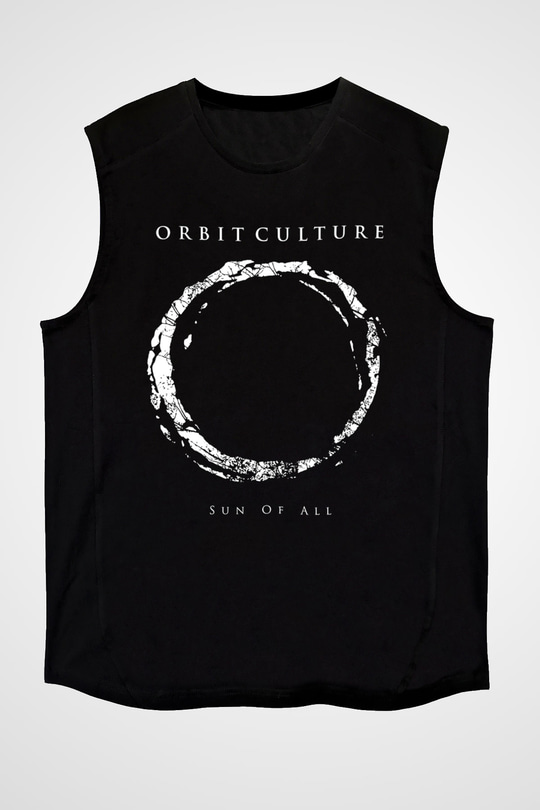 Orbit Culture Baskılı Unisex Siyah Kolsuz Tişört - Tshirt