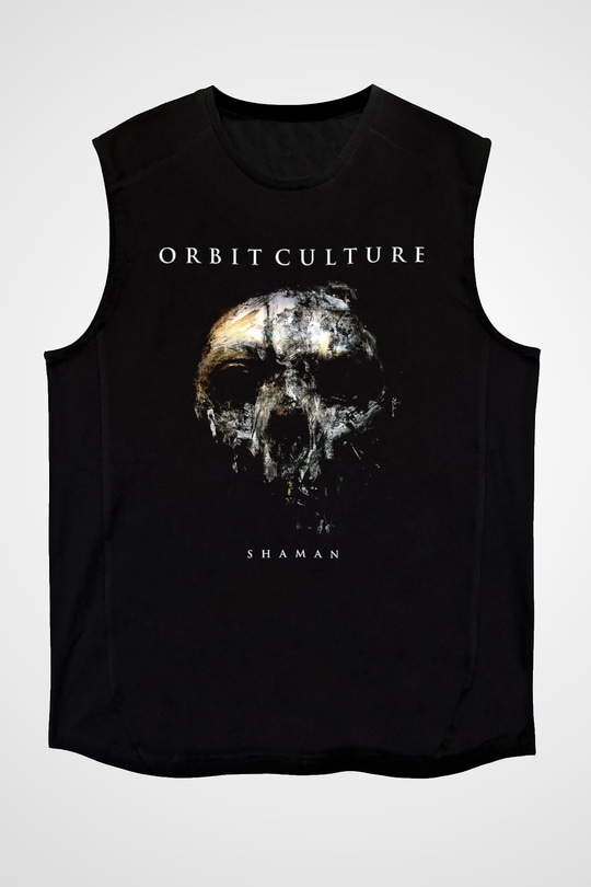 Orbit Culture Baskılı Unisex Siyah Kolsuz Tişört - Tshirt