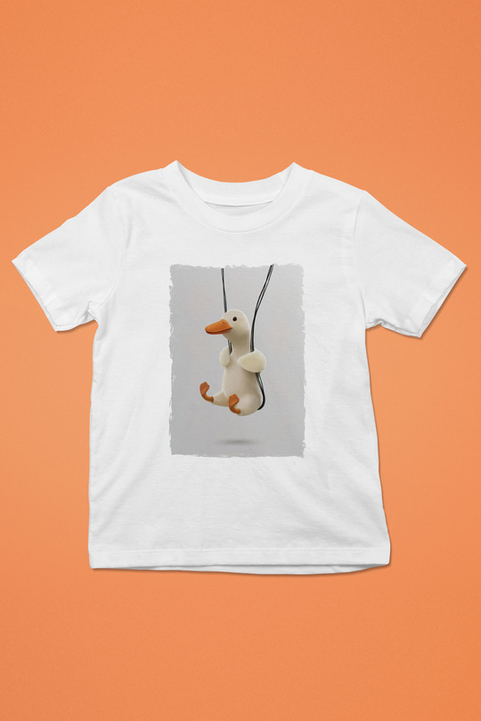 Ördek Baskılı Unisex Beyaz  Çocuk Tişört