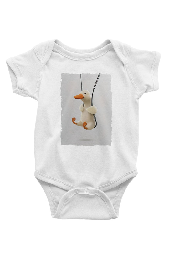 Ördek BaskılıBeyaz  Bebek Body - Zıbın
