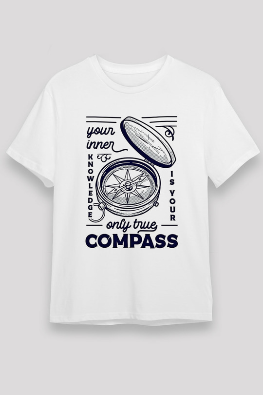 Orienteering Baskılı Unisex Beyaz Tişört - Tshirt