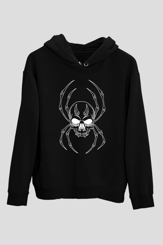 Örümcek Kuru KafaSiyah  Unisex Hoodie
