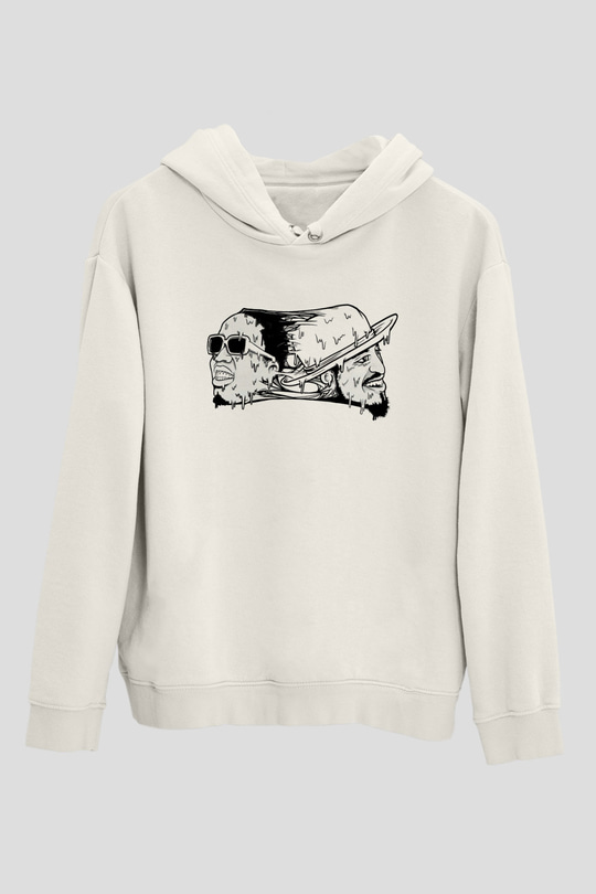 OutKast Baskılı Beyaz Unisex Kapüşonlu Sweatshirt